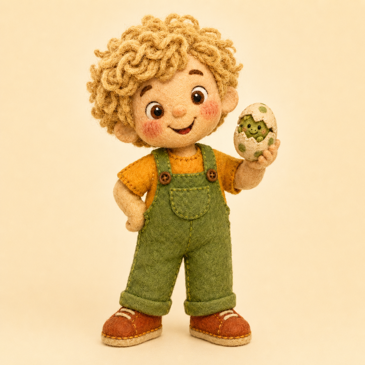 Jasey as a handmade felt character for Jasey’s Dino Fun
