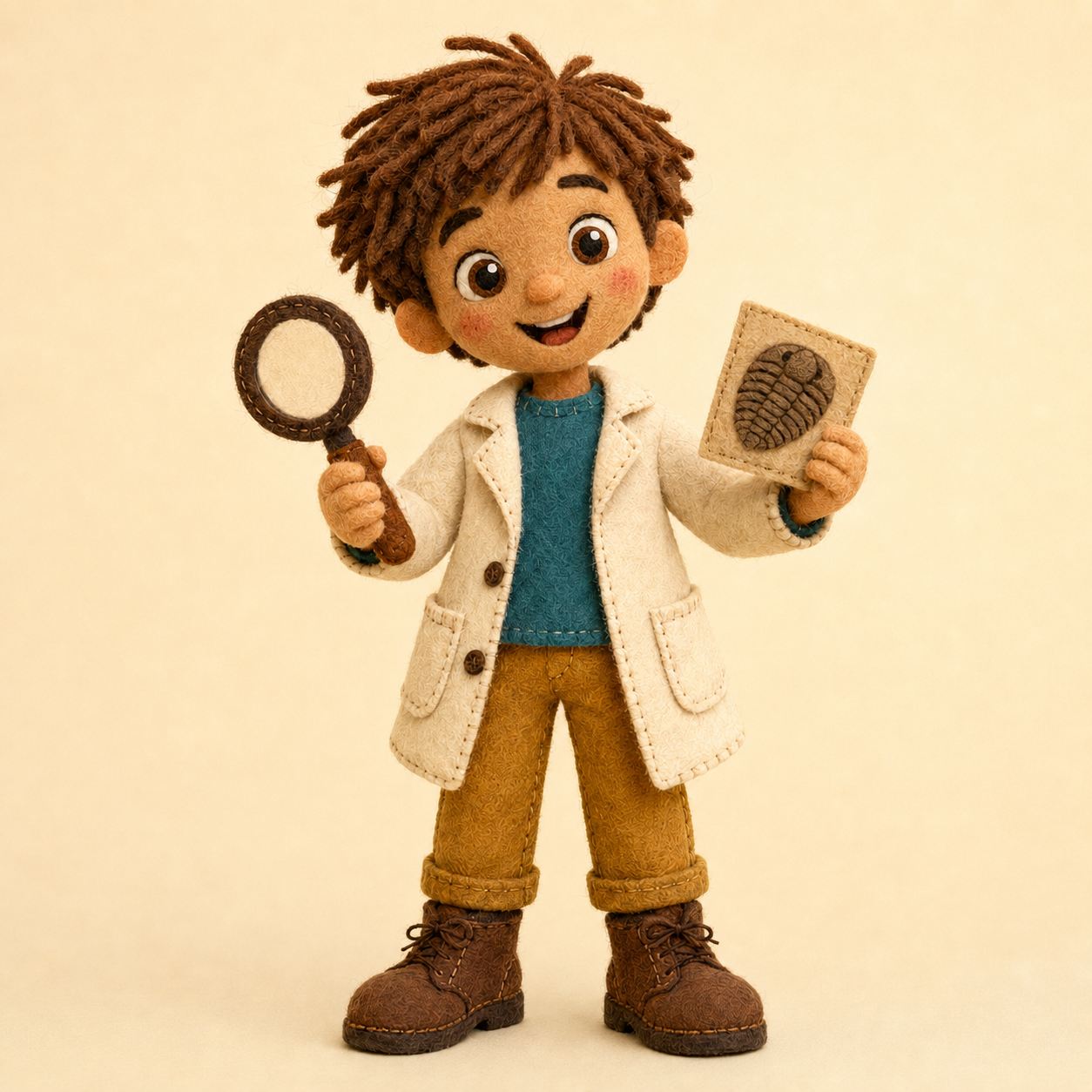 Jett as a handmade felt character for Jett’s Discovery Lab