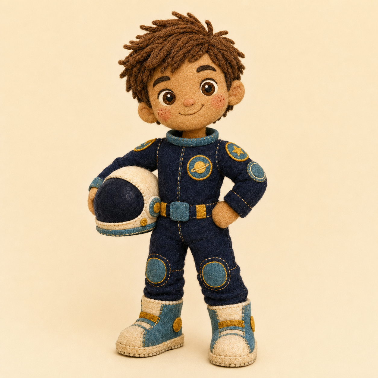 Jett as a handmade felt character for Jett’s Space Mission