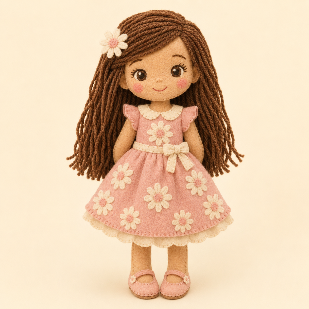 Julesy as a handmade felt character for Julesy’s Little World